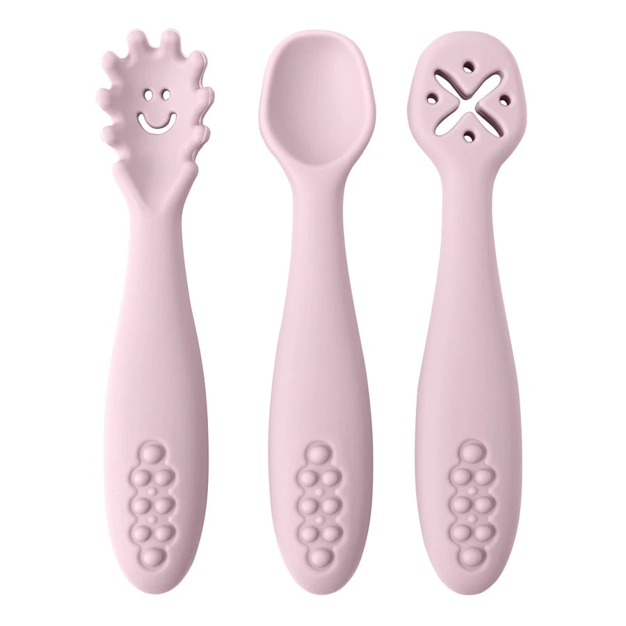 Set d’apprentissage bébé – Cuillères & fourchette en silicone