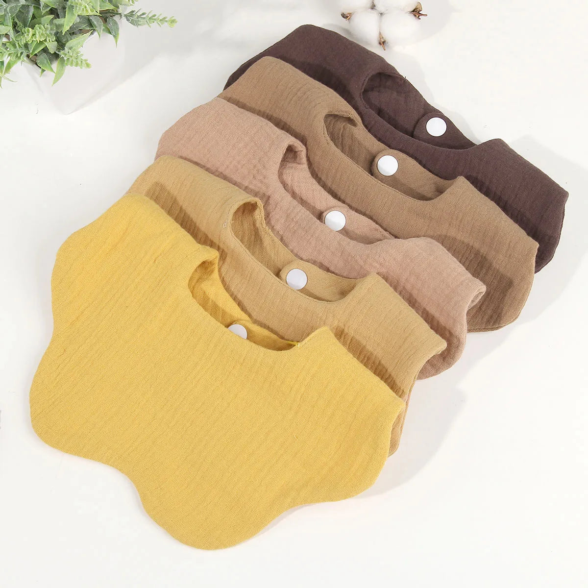 Bavoirs pétale en crêpe de coton – Doux & respirant (5 pièces)