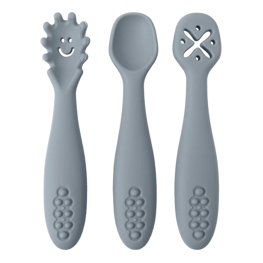 Set d’apprentissage bébé – Cuillères & fourchette en silicone