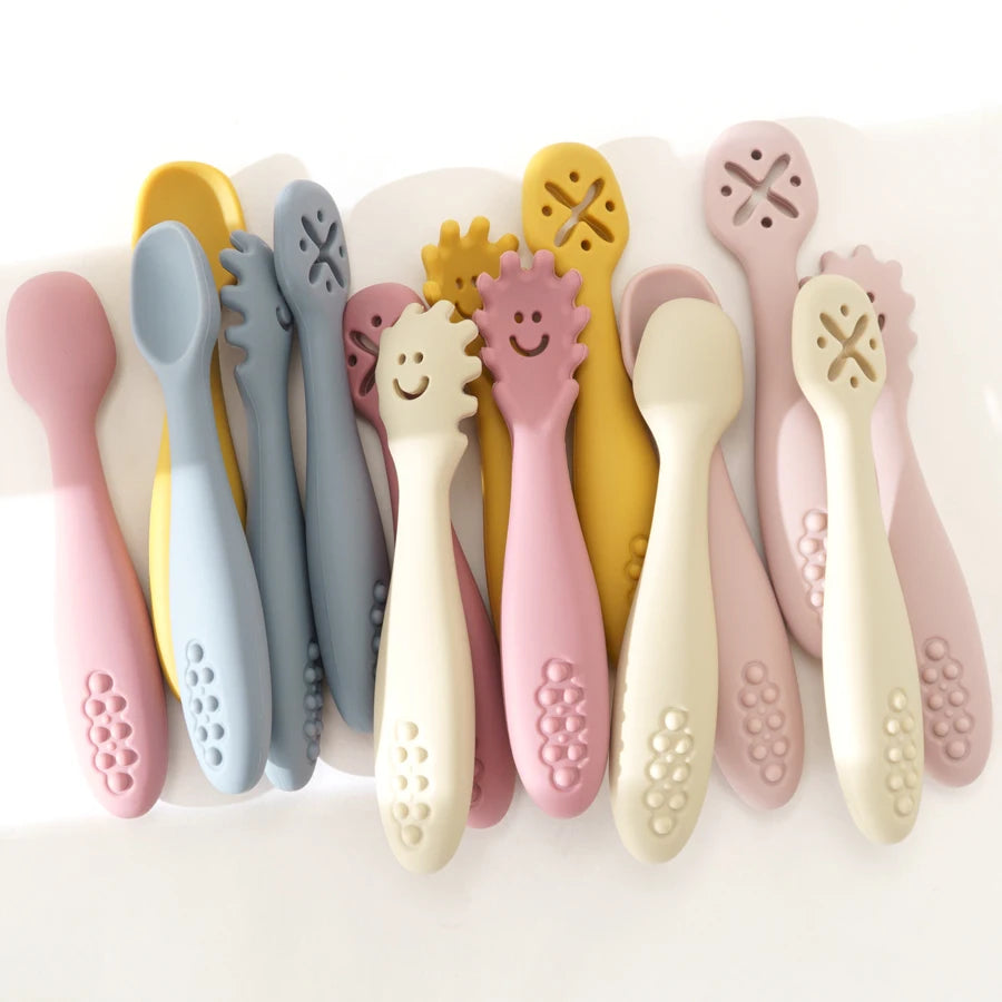 Set d’apprentissage bébé – Cuillères & fourchette en silicone
