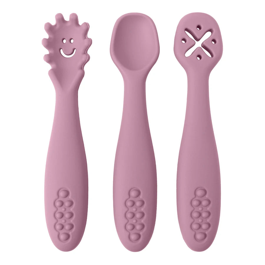 Set d’apprentissage bébé – Cuillères & fourchette en silicone