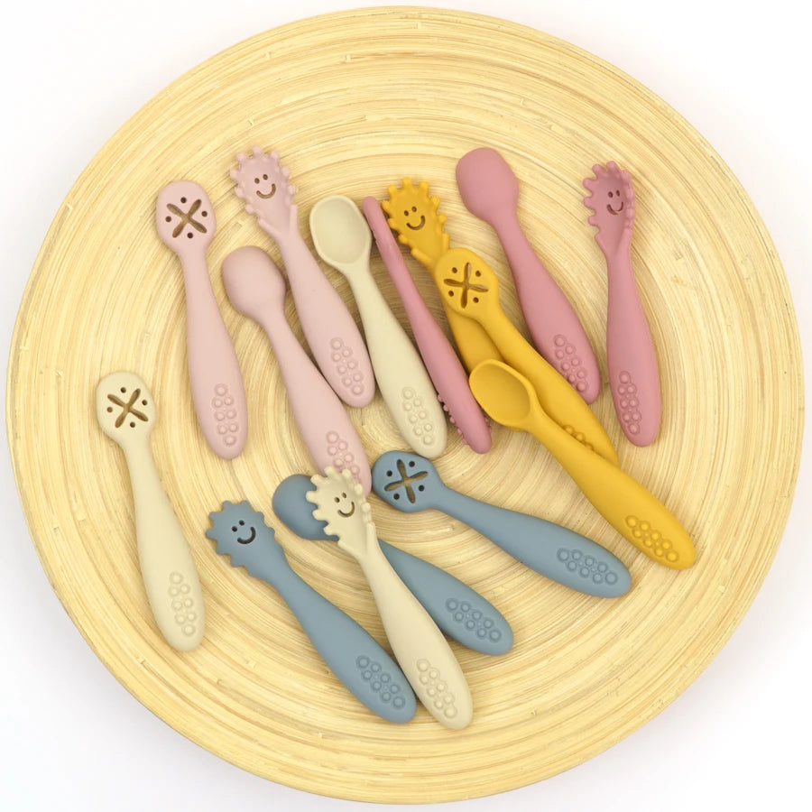 Set d’apprentissage bébé – Cuillères & fourchette en silicone