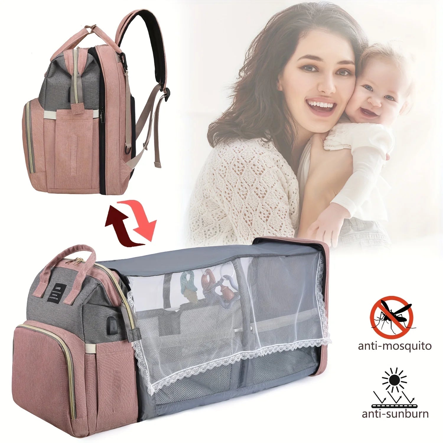 Sac à langer multifonction avec port USB