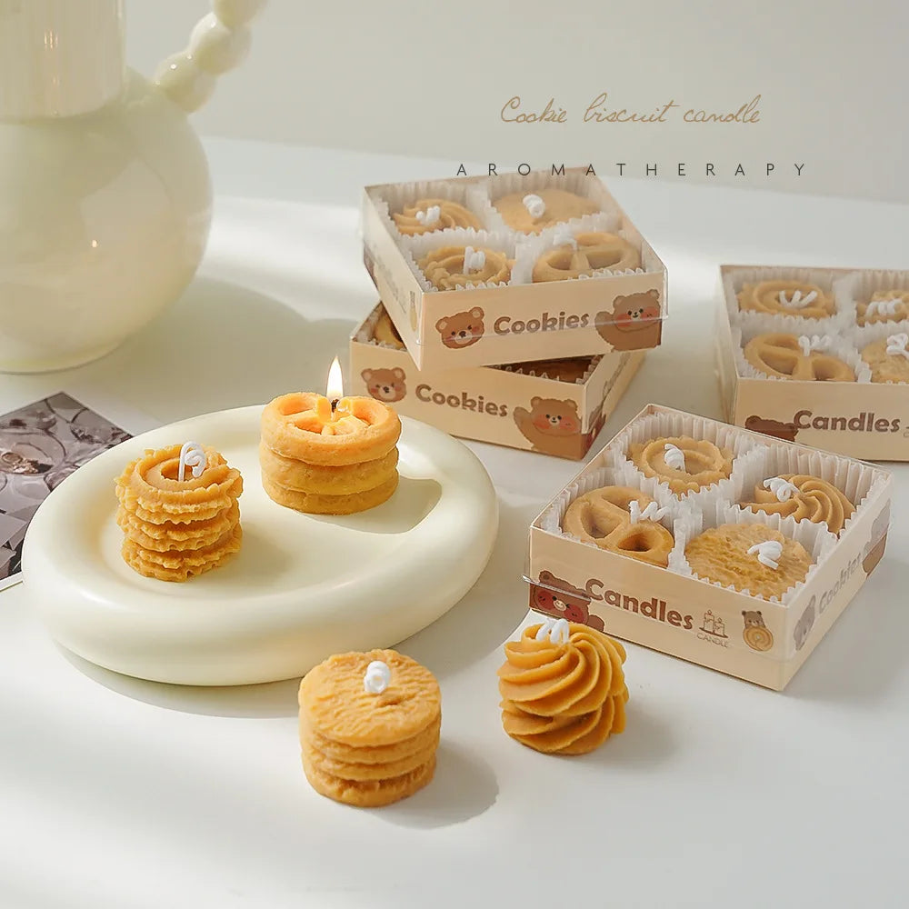 Coffret de 4 Bougies Biscuits – Fait Main