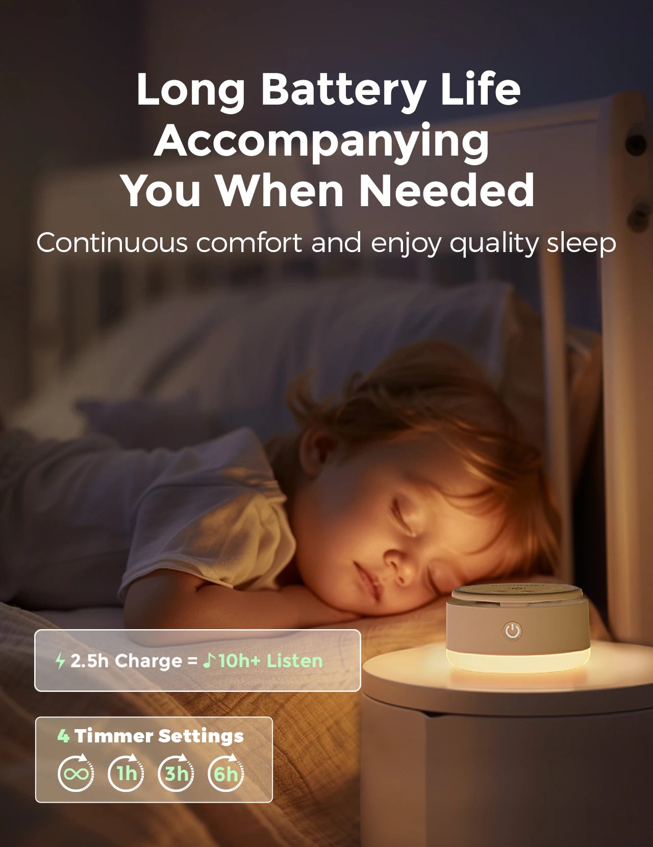 Boite à bruits blancs portable avec veilleuse intégrée MOMCOZY