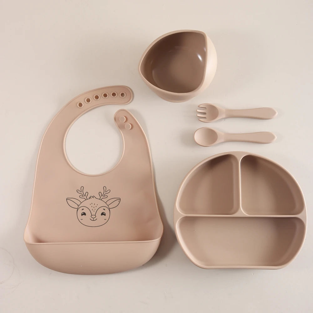 Ensemble de vaisselle en silicone pratique - mignon et sécurisé