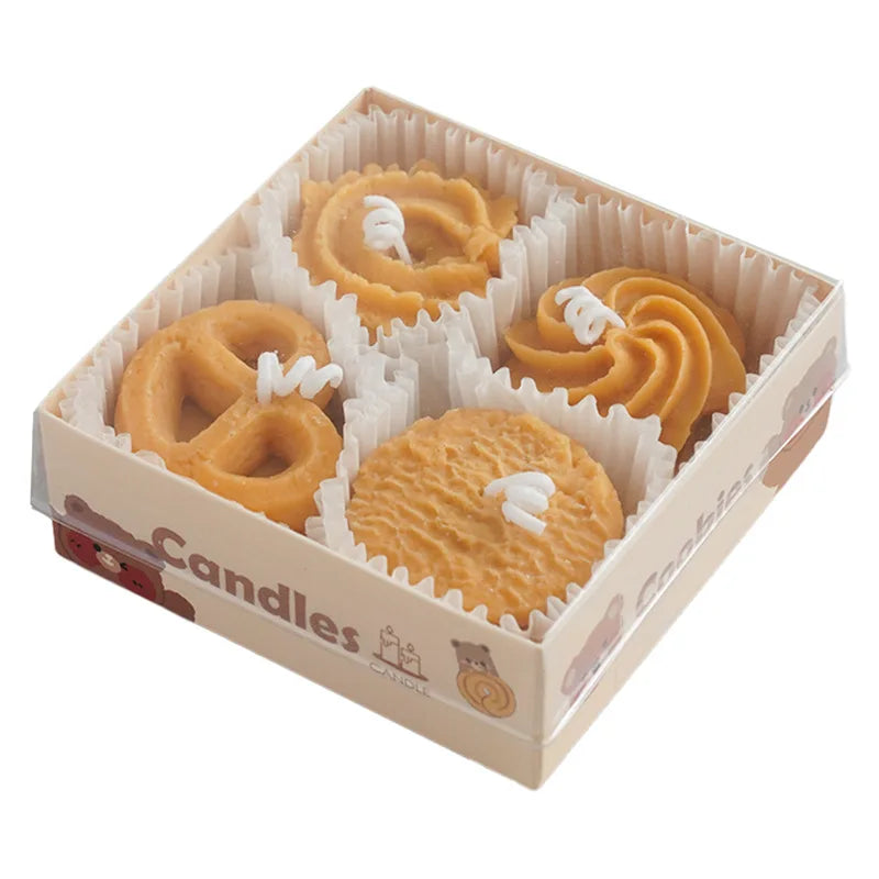 Coffret de 4 Bougies Biscuits – Fait Main
