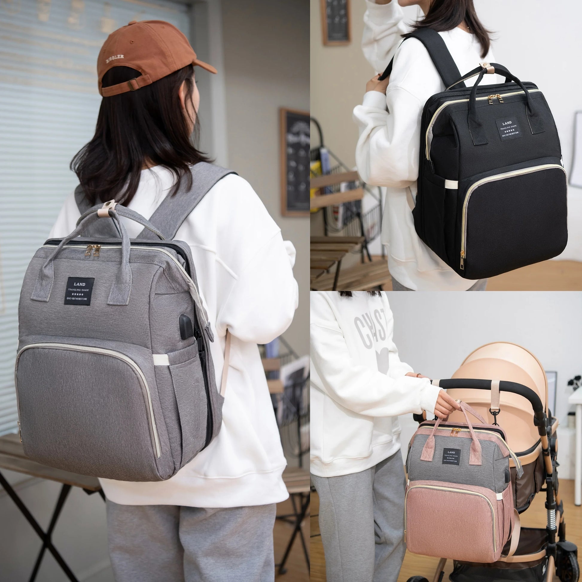 Sac à langer multifonction avec port USB