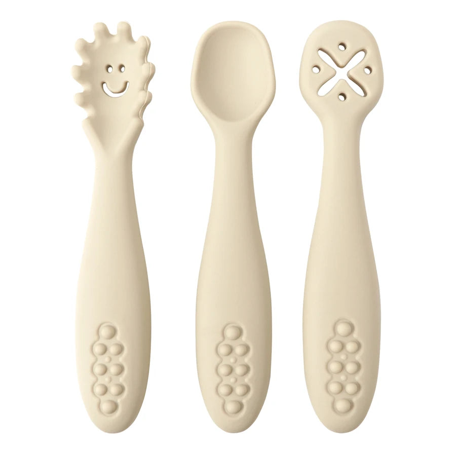 Set d’apprentissage bébé – Cuillères & fourchette en silicone