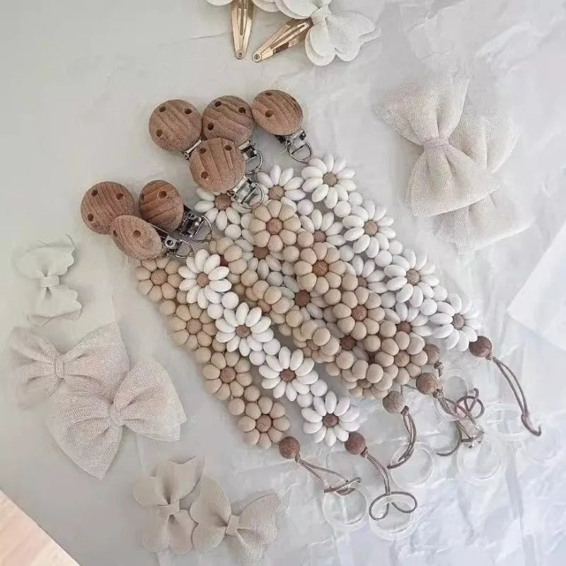 Attache tétine fleur marguerite silicone sans BPA