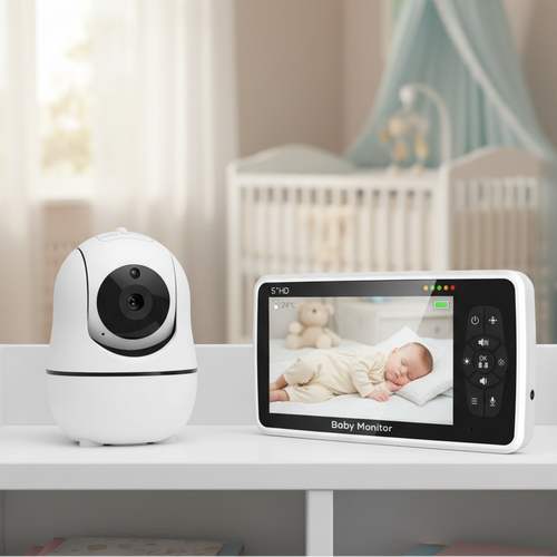 Babyphone vidéo 5 pouces avec écran HD et caméra orientable