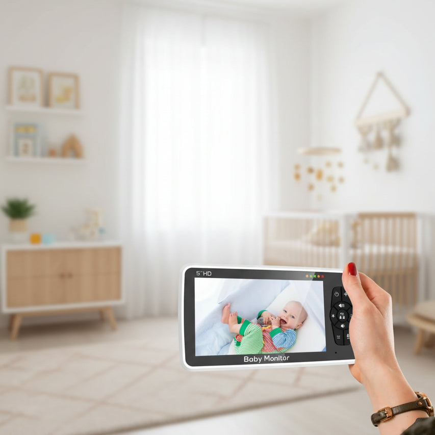 Babyphone vidéo 5 pouces avec écran HD et caméra orientable