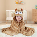 Cape de bain à capuche bébé en velours motif biche