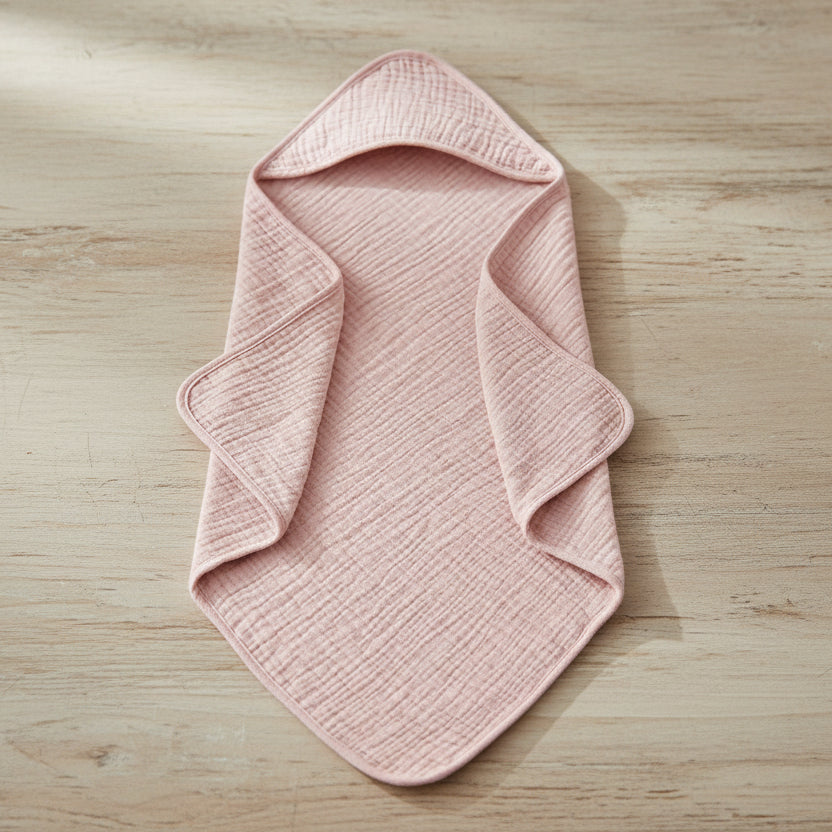 Cape de bain à capuche bébé en mousseline