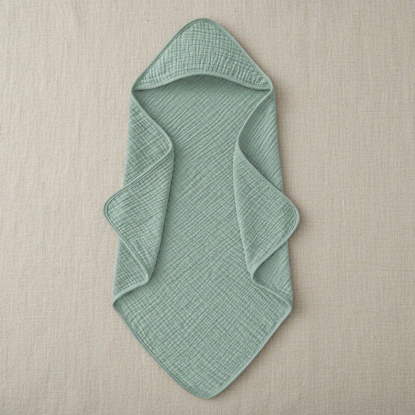 Cape de bain à capuche bébé en mousseline