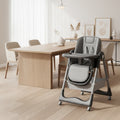 Chaise haute bébé pliante avec double plateau et 4 roulettes
