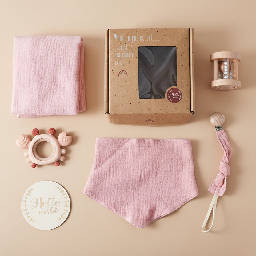 Coffret cadeau bébé complet – Douceur & éveil | Idéal naissance, baptême & baby shower