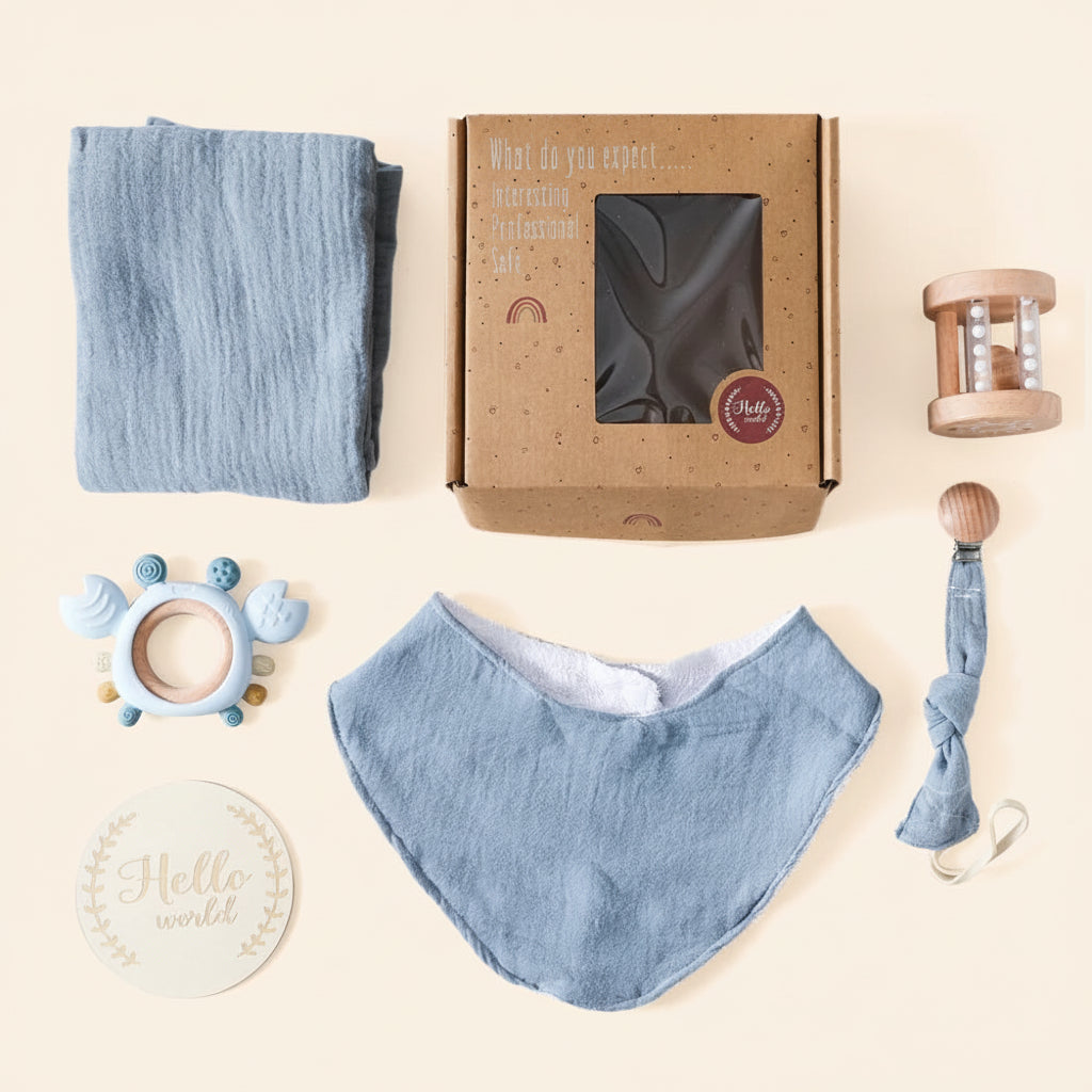 Coffret cadeau bébé complet – Douceur & éveil | Idéal naissance, baptême & baby shower