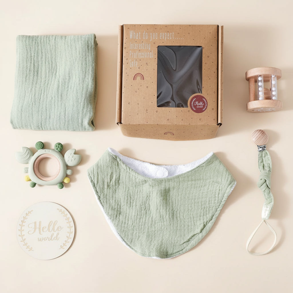 Coffret cadeau bébé complet – Douceur & éveil | Idéal naissance, baptême & baby shower