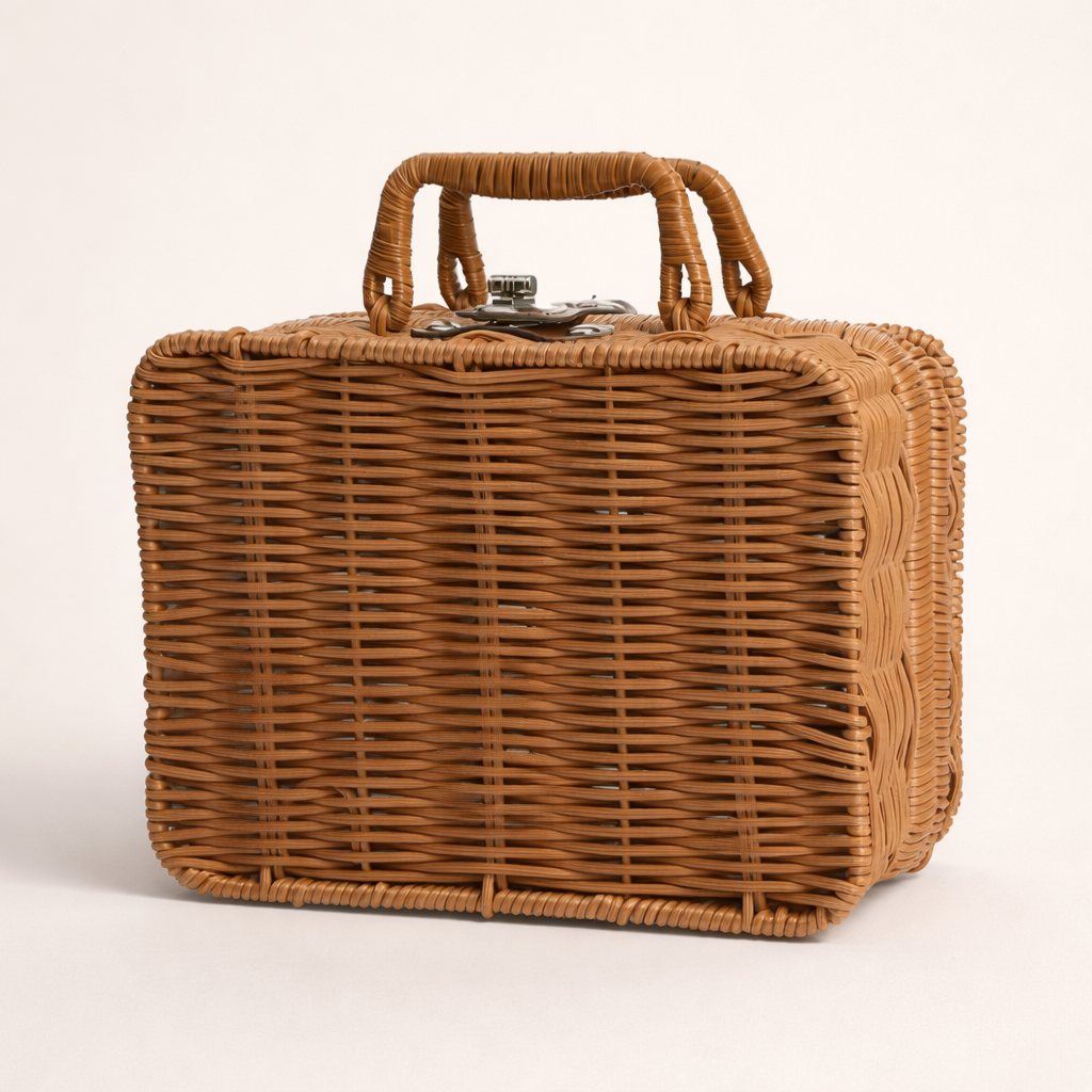 coffret cadeau bébé tout en un panier osier silicone hochet