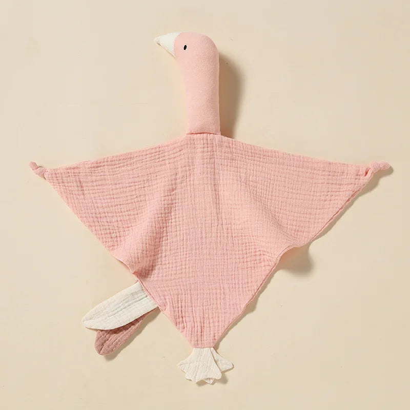 Doudou bébé cygne colorié en coton
