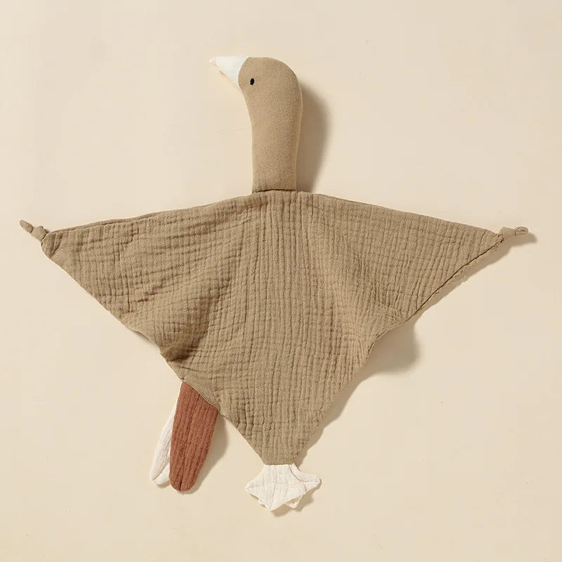 Doudou bébé cygne colorié en coton