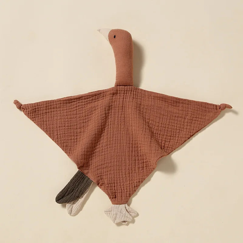 Doudou bébé cygne colorié en coton