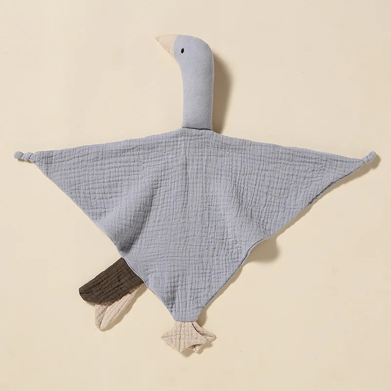 Doudou bébé cygne colorié en coton