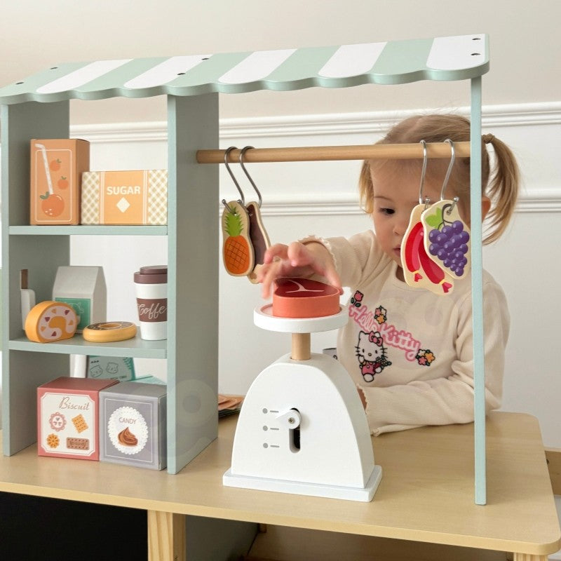 Food truck en bois Woopie Green pour jeu de marchand