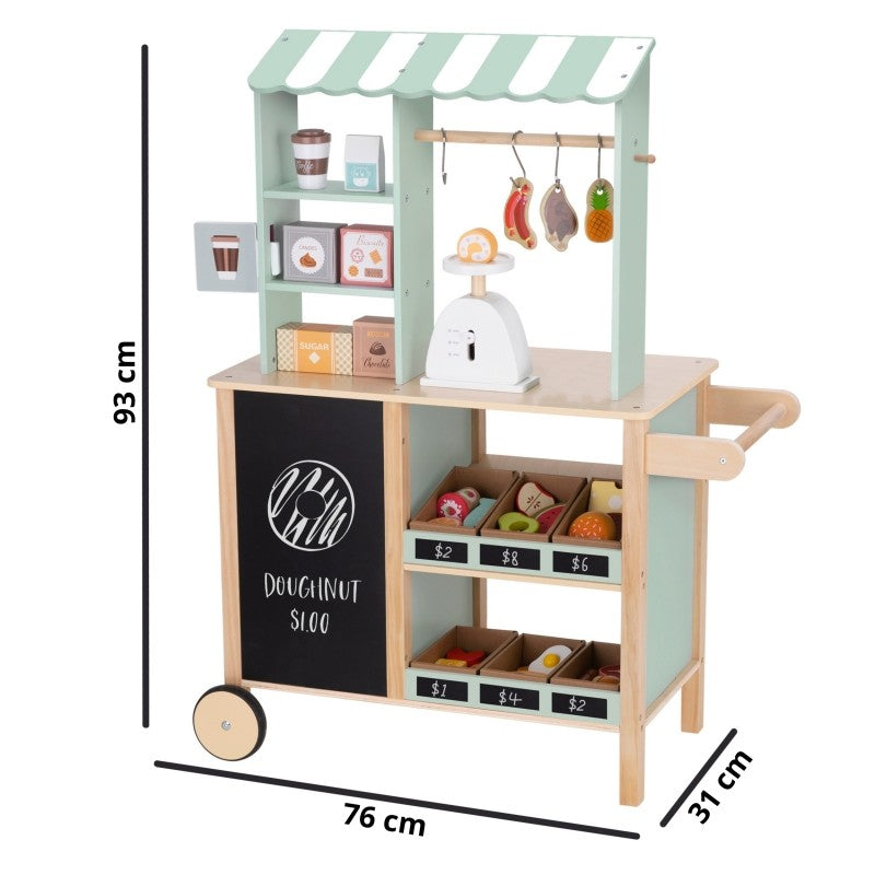 Food truck en bois Woopie Green pour jeu de marchand