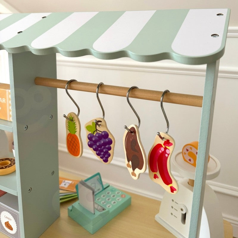 Food truck en bois Woopie Green pour jeu de marchand