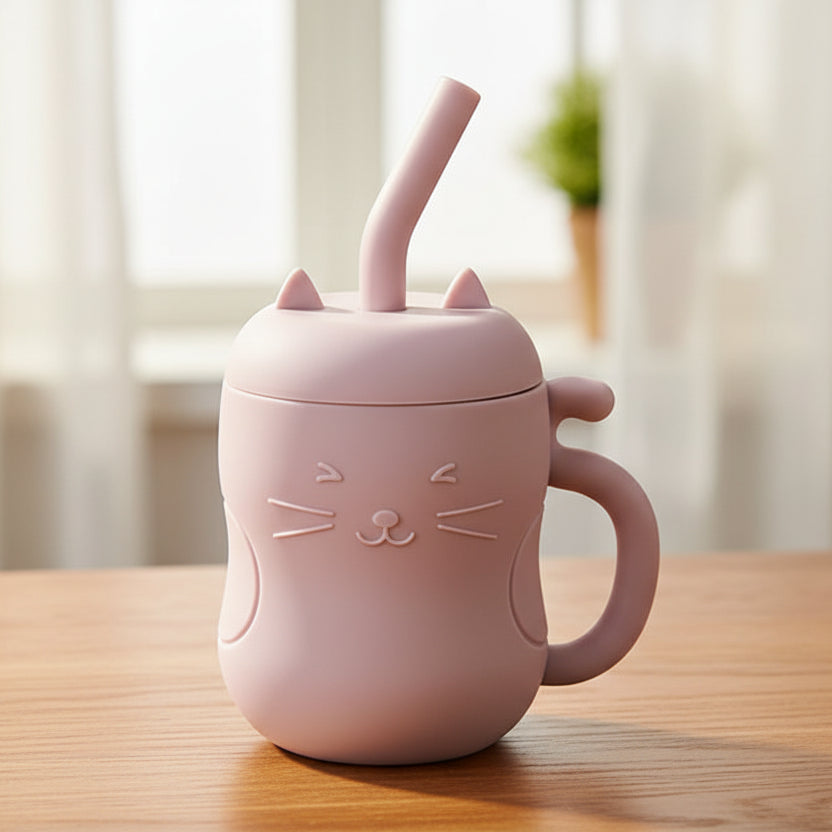 Gobelet d'apprentissage en silicone avec paille bébé