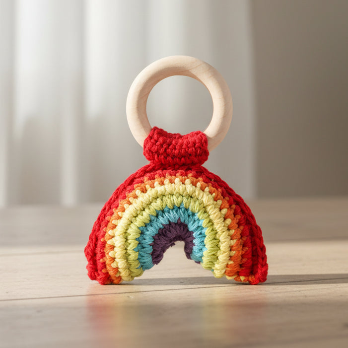 Hochet au crochet – Naturel & sensoriel