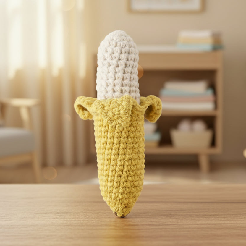 Hochet au crochet – Naturel & sensoriel