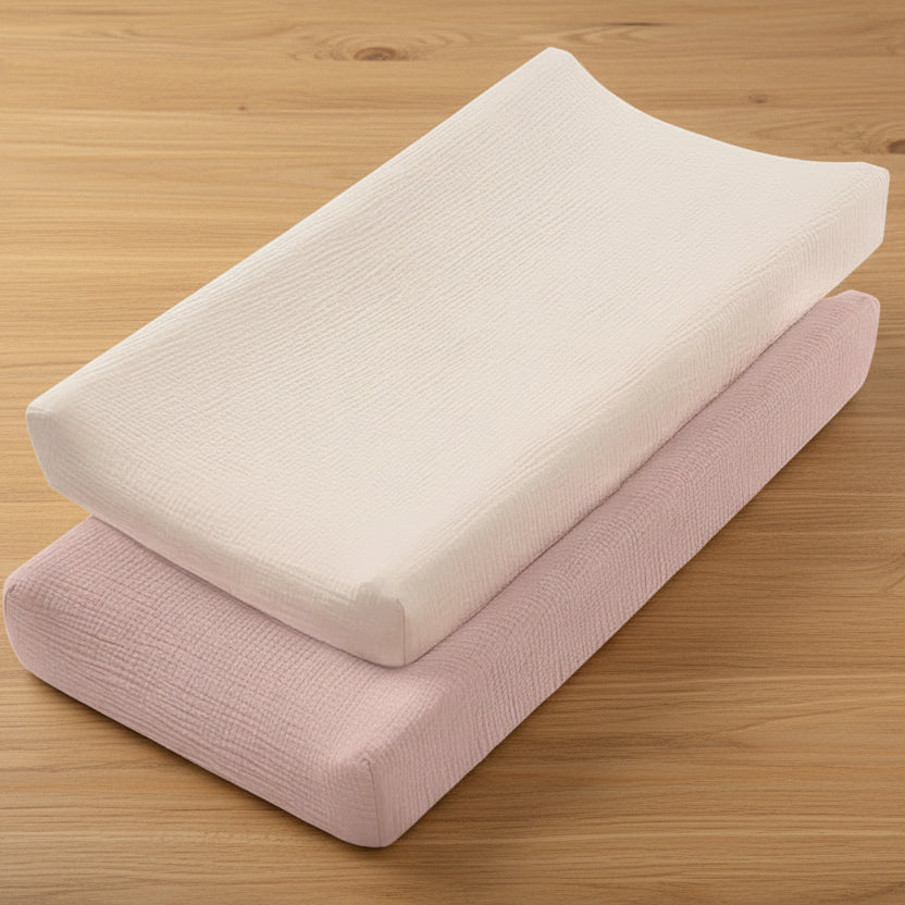 Lot de deux housses de matelas à langer en coton