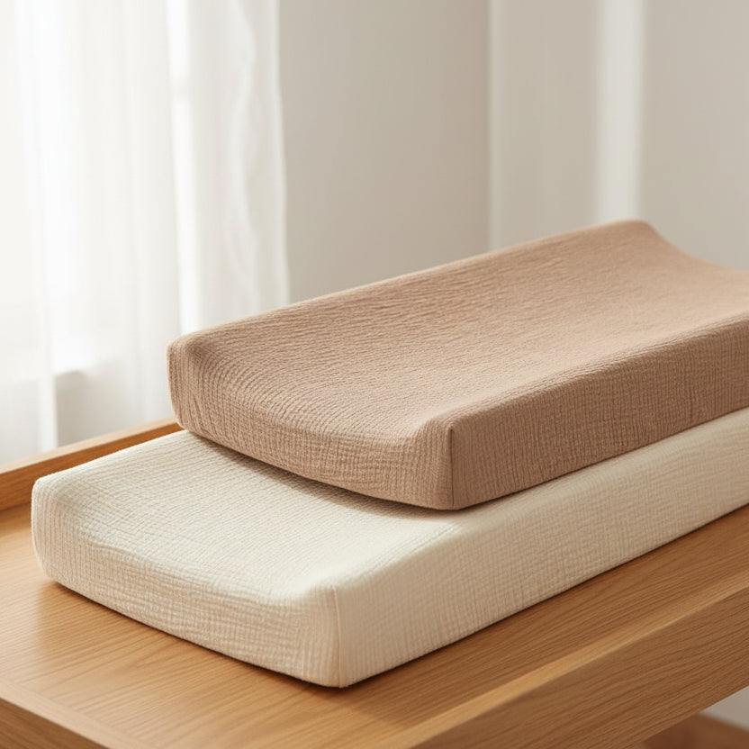 Lot de deux housses de matelas à langer en coton