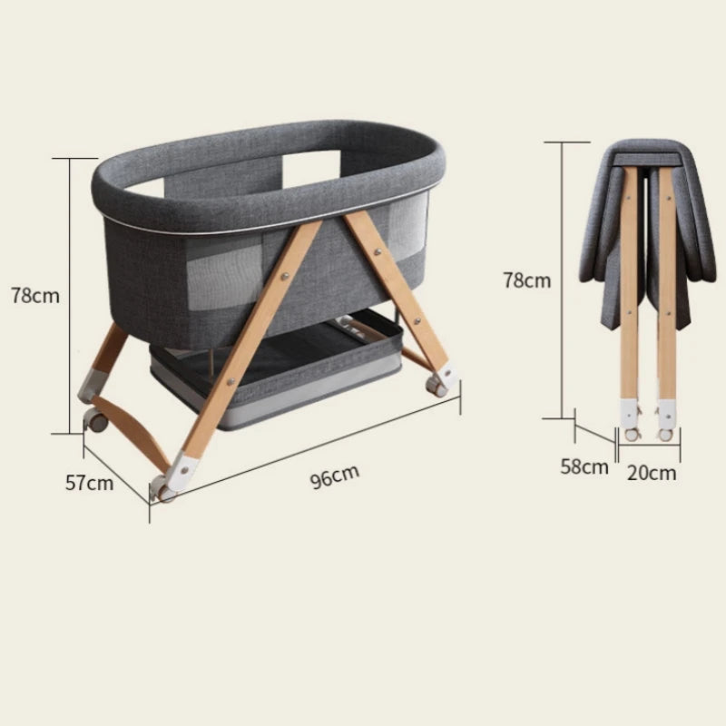 Lit bébé bascule pliant multifonction en bois certifié CE