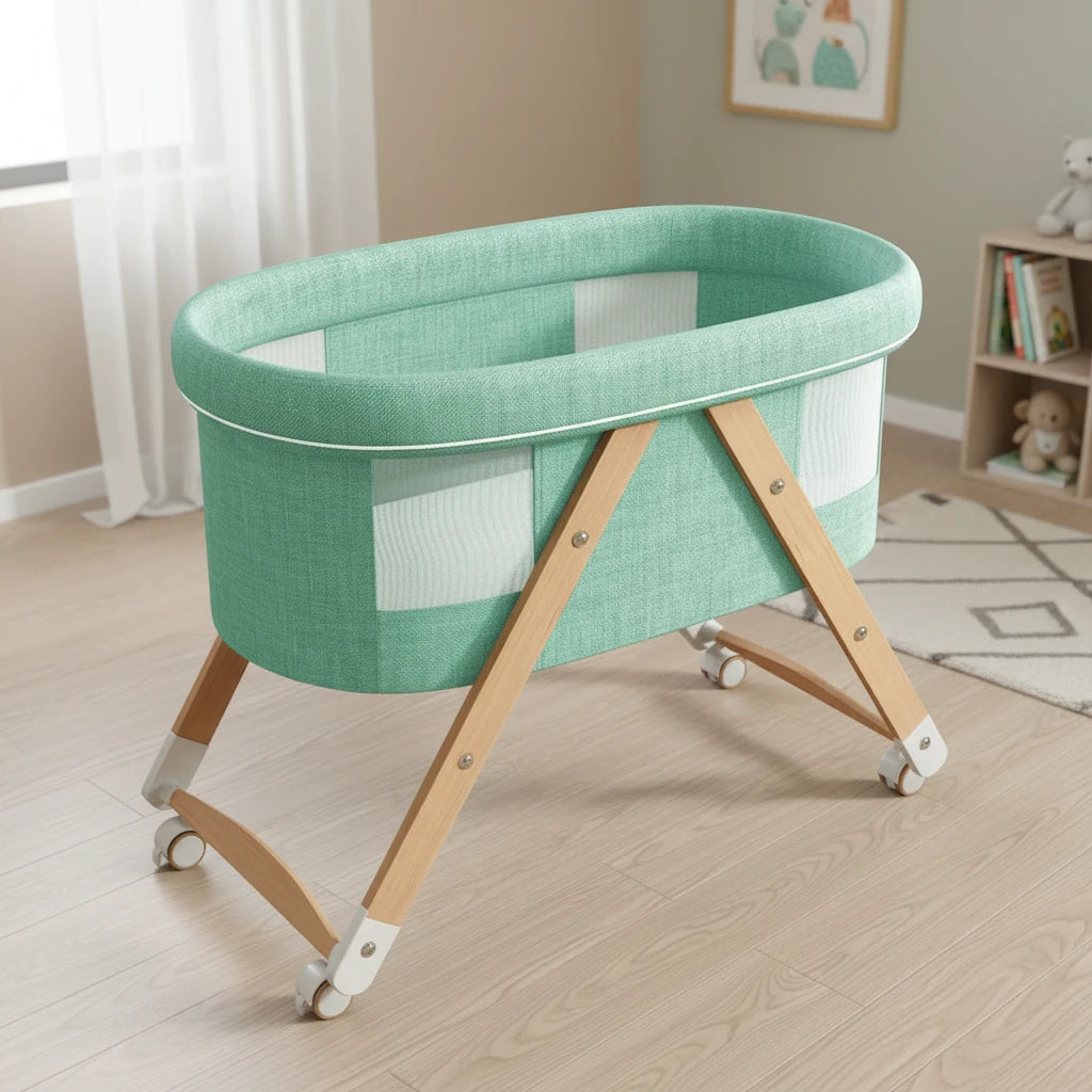 Lit bébé bascule pliant multifonction en bois certifié CE