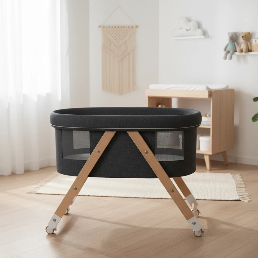 Lit bébé bascule pliant multifonction en bois certifié CE