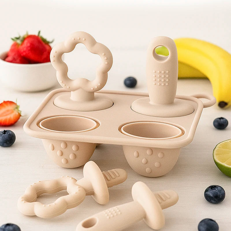 Moule à glace pour bébé en silicone 4 compartiments