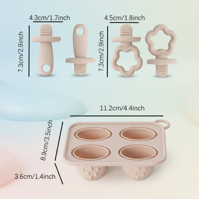 Moule à glace pour bébé en silicone 4 compartiments