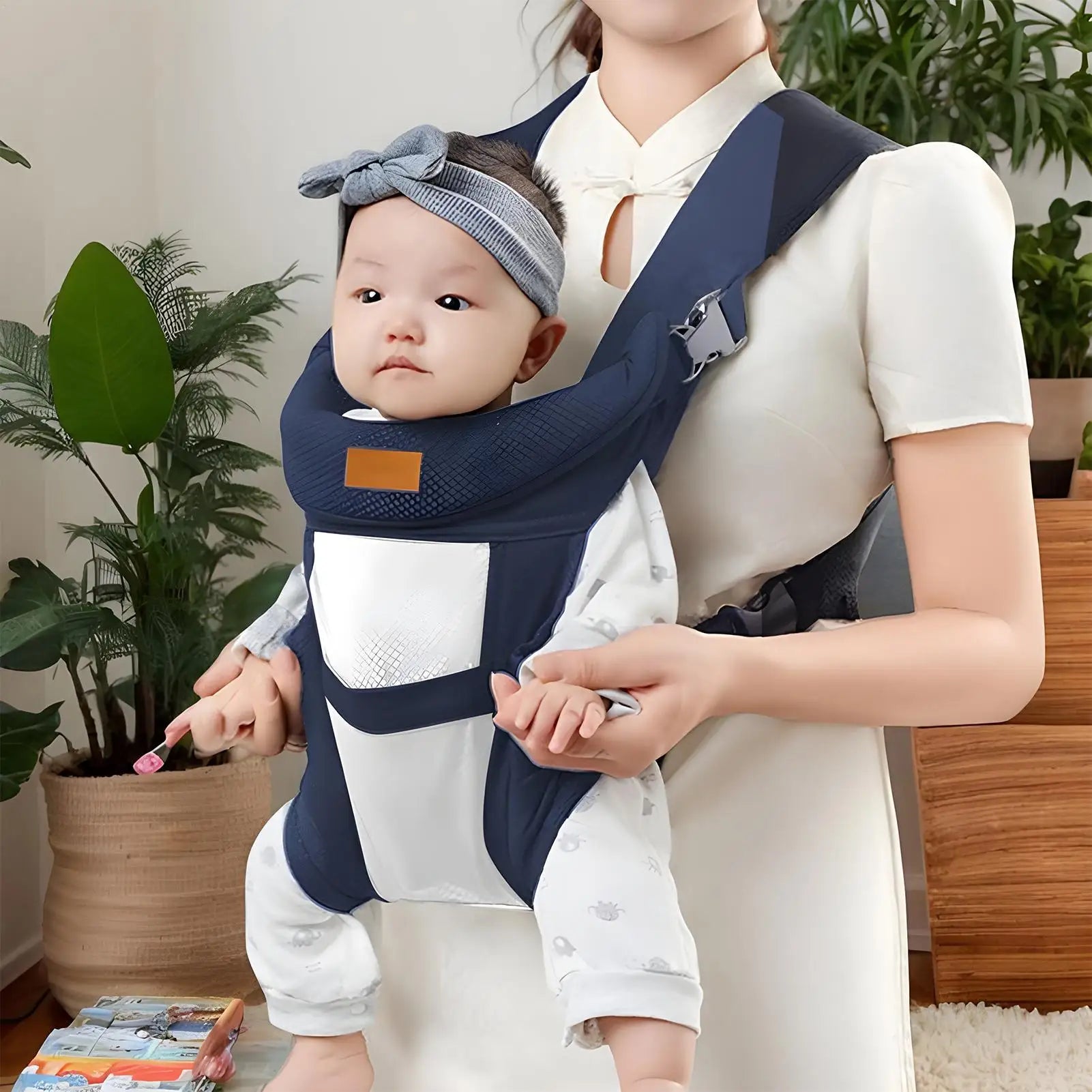 Porte-bébé léger ergonomique en coton respirant pour bébé de la naissance à 24 mois