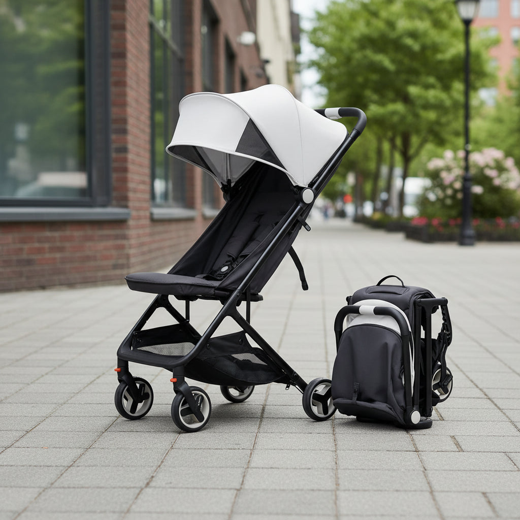 Poussette cabine ultra-compacte pliante pour voyage en avion avec bébé
