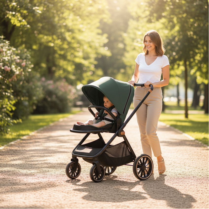 Poussette légère 2-en-1 en aluminium avec siège réversible pour bébé