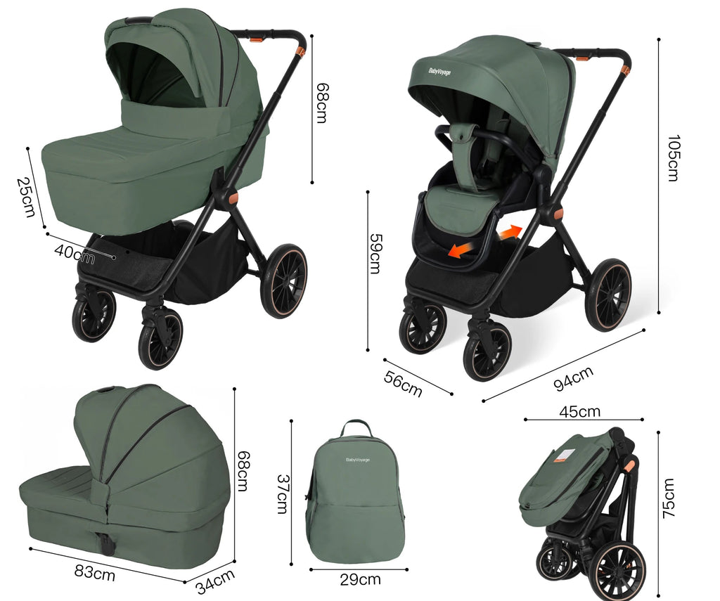 Poussette légère 2-en-1 en aluminium avec siège réversible pour bébé