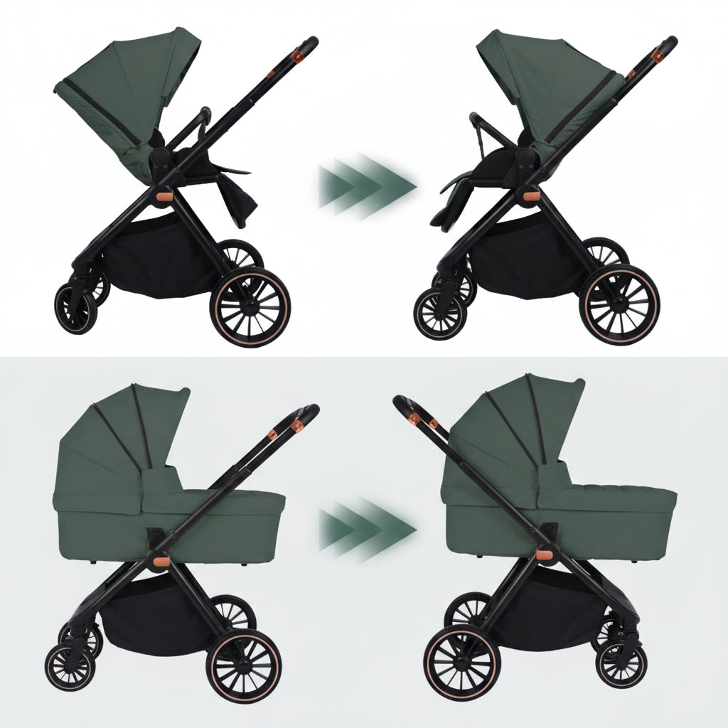 Poussette légère 2-en-1 en aluminium avec siège réversible pour bébé