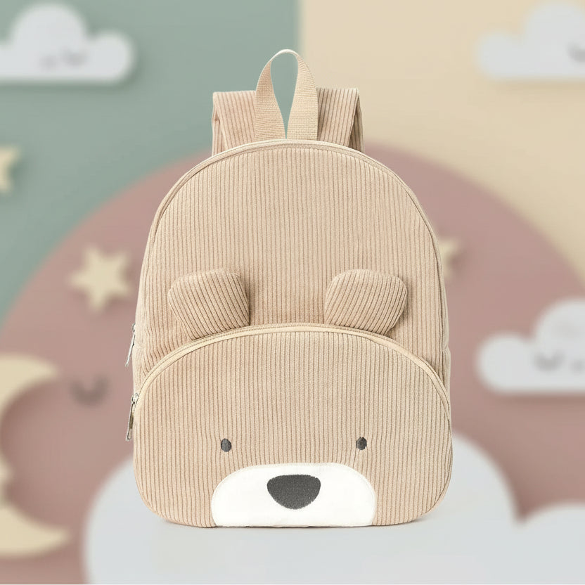 Sac à dos enfant ourson en velours côtelé