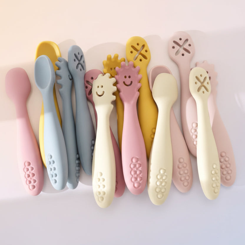 Set d’apprentissage bébé – Cuillères & fourchette en silicone