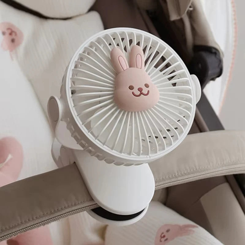 Ventilateur clip poussette rechargeable USB design ours lapin
