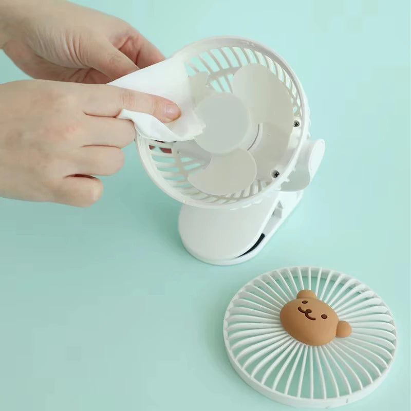 Ventilateur clip poussette rechargeable USB design ours lapin